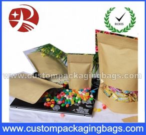 Heat Sealing Ziplock Kraft Paper Coffee Packaging Bags With Valve