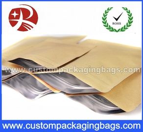 Heat Sealing Ziplock Kraft Paper Coffee Packaging Bags With Valve