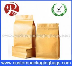 Top Zipper Kraft Paper Coffee Packaging Bags With Square Bottom