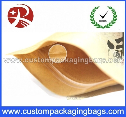 Top Zipper Kraft Paper Coffee Packaging Bags With Square Bottom