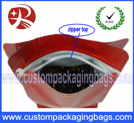 Square Bottom Aluminum Foil Plastic Coffee Bean Packing Bag With ZipLock