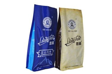 Eco Friendly Coffee Packaging Flat Bottom Pouch / Resealable Stand Up Pouches