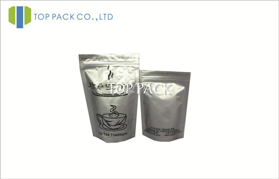 Customized Foil Stand Up resealable kraft paper bags With Zipper For Tea Packaging